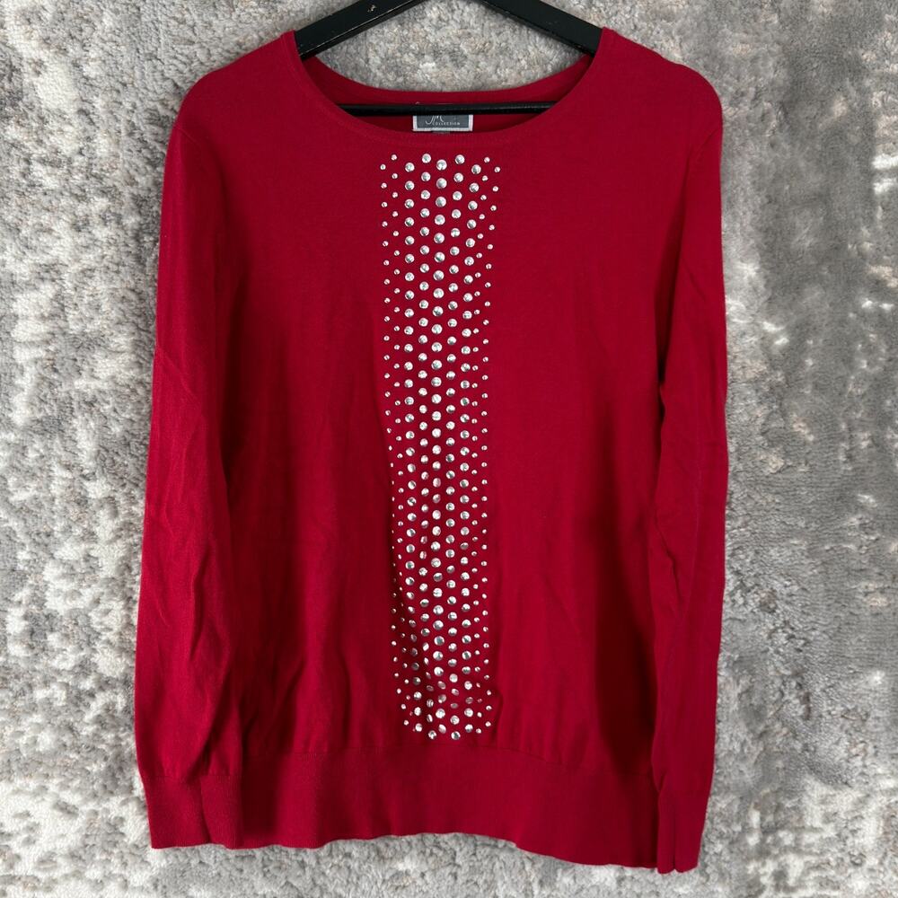 JM Collection Size XL Polka Dot Casual Sweater Red Long‎ Sleeve Outdoor